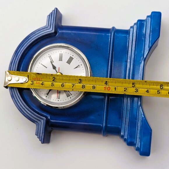 Small Resin Mantel/Desktop Clock Blue with Silver Trim Hand Crafted NEW - Picture 6 of 7